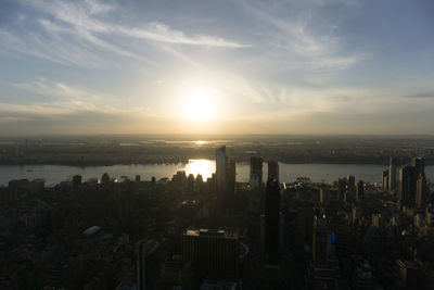 Panoramic view of sea against sky during sunset