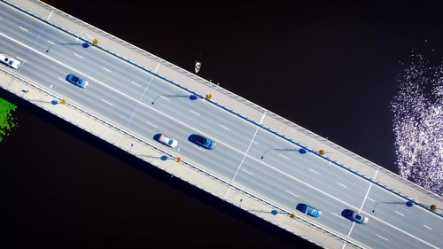 Aerial view of blue sky at night