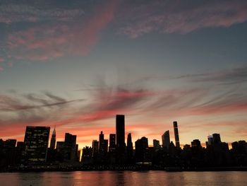 Silhouette buildings against sky during sunset