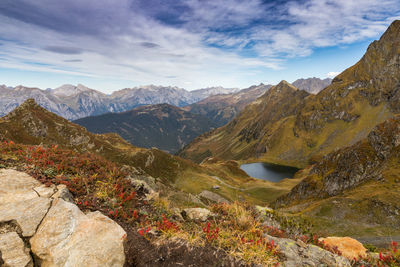 Scenic view of mountains against sky