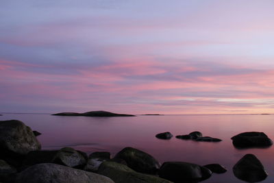 Scenic view of sea at sunset