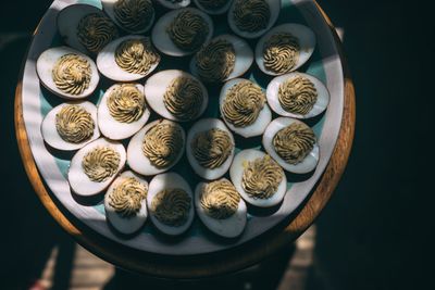 High angle view of food on table