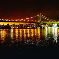 Bridge over river at night