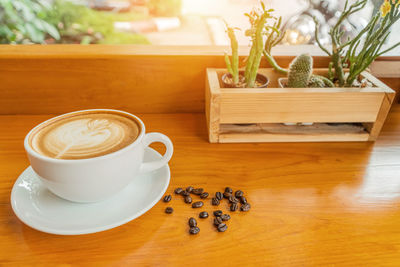 Coffee cup on table