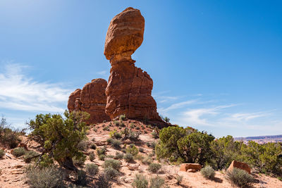 Rock formations on landscape against sky