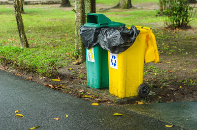 Garbage bin on roadside