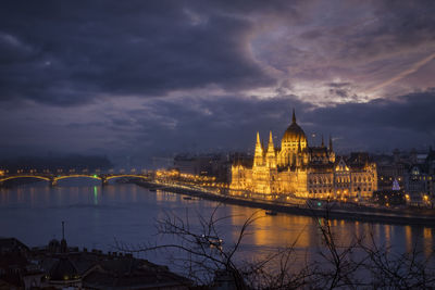 Illuminated city at night