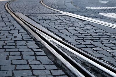 High angle view of railroad track