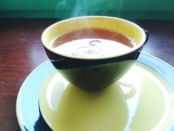 High angle view of coffee on table