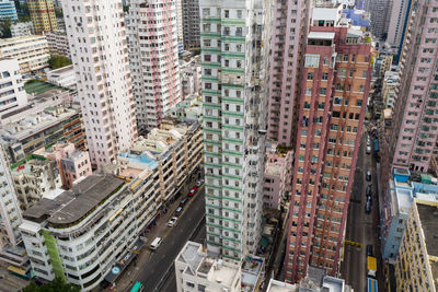 High angle view of buildings in city