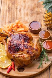 High angle view of food on table