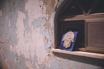 Hamsa decorated on the old city path in safed, a jewish holy site north of sea of galilee in israel.