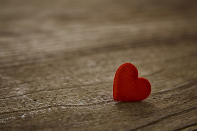 Close-up of heart shape on table