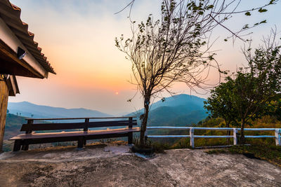 Scenic view of mountains against sky during sunset