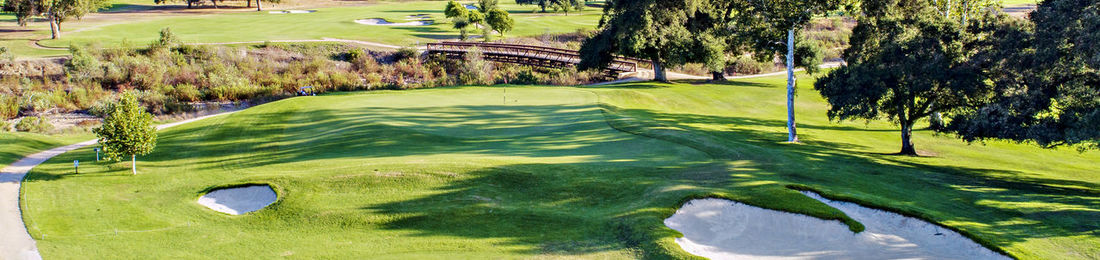 High angle view of golf course