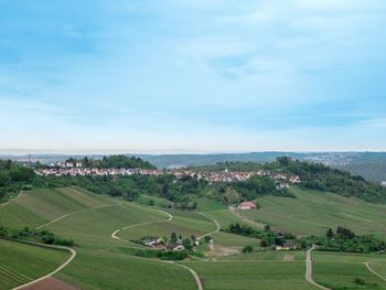 High angle view of landscape against sky