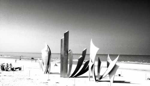 View of beach at sunset