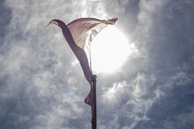 Low angle view of flag against sky