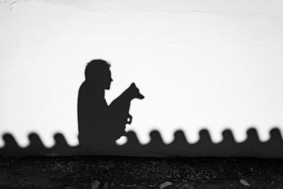 Silhouette man with dog