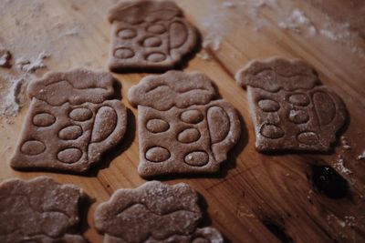 Close-up of cookies on table