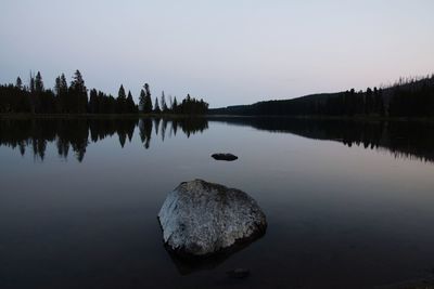 Scenic view of lake against clear sky