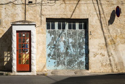 Closed door of old building