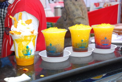 Close-up of ice cream on table