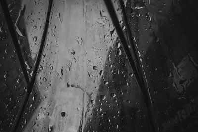 Full frame shot of wet glass window during rainy season