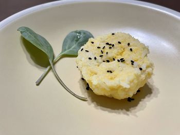 High angle view of food in plate