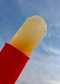 Low angle view of bread against blue sky