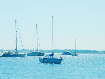 Boats sailing in sea