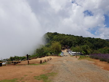 Scenic view of land against sky