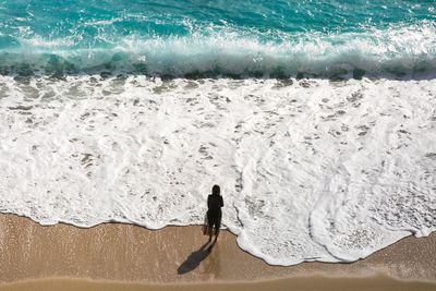 High angle view of people on beach