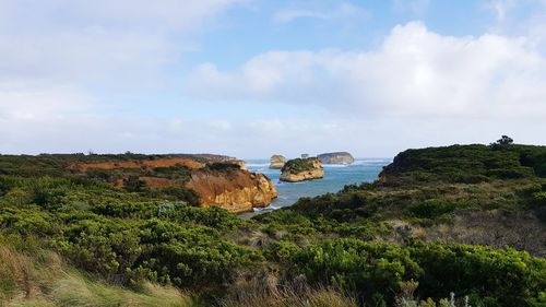 Scenic view of rocks against sky