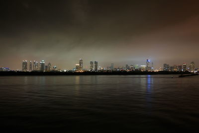 Illuminated city at night