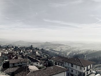 High angle view of townscape against sky