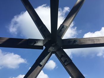 Low angle view of metallic structure against sky