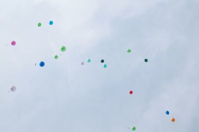 Low angle view of colorful balloons