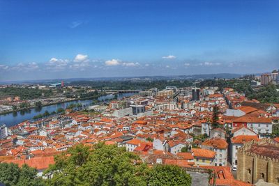 High angle view of townscape against sky