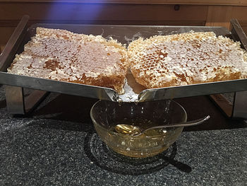 High angle view of cake on table