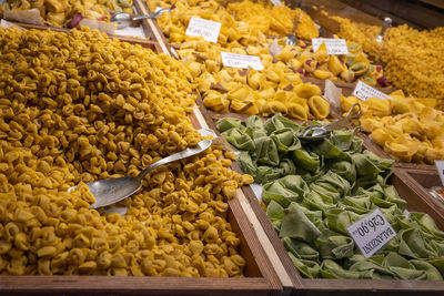 Tortellini and fresh pasta on display