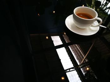 High angle view of coffee on table