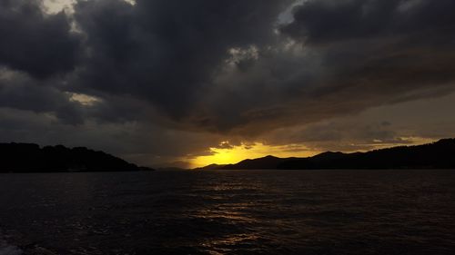 Scenic view of sea against cloudy sky