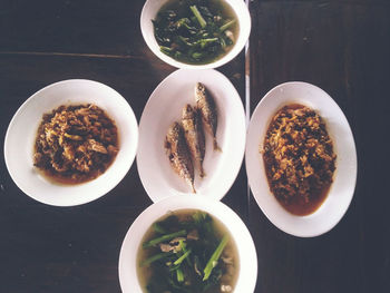 High angle view of food on table