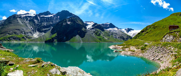 Panorama of the kaprun dam, a hydroelectric power station in the austrian alps