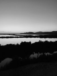 Scenic view of lake against clear sky