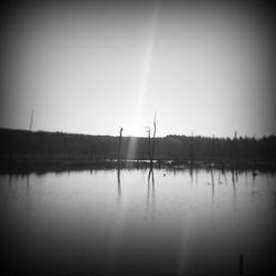 Scenic view of lake against clear sky