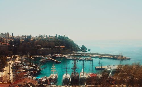 Panoramic view of sea against clear sky