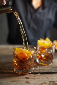 Close-up of drink in glass on table