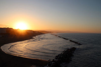 Scenic view of sea against sky during sunset